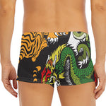 Tiger And Dragon Yin Yang Print Men's Short Boxer Briefs
