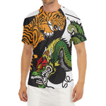 Tiger And Dragon Yin Yang Print Men's Short Sleeve Rash Guard