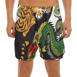Tiger And Dragon Yin Yang Print Men's Split Running Shorts