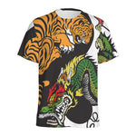 Tiger And Dragon Yin Yang Print Men's Sports T-Shirt
