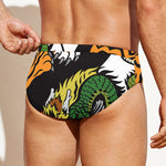 Tiger And Dragon Yin Yang Print Men's Swim Briefs