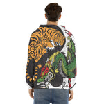 Tiger And Dragon Yin Yang Print Men's Velvet Pullover Hoodie