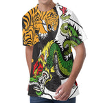 Tiger And Dragon Yin Yang Print Men's Velvet T-Shirt