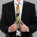 Tiger And Dragon Yin Yang Print Necktie