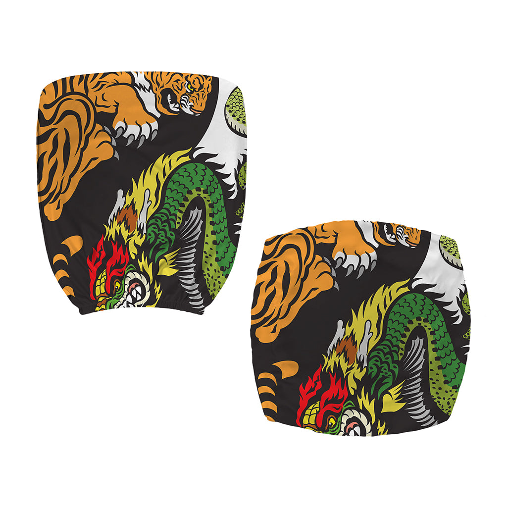 Tiger And Dragon Yin Yang Print Office Chair Cover