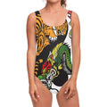 Tiger And Dragon Yin Yang Print One Piece Swimsuit