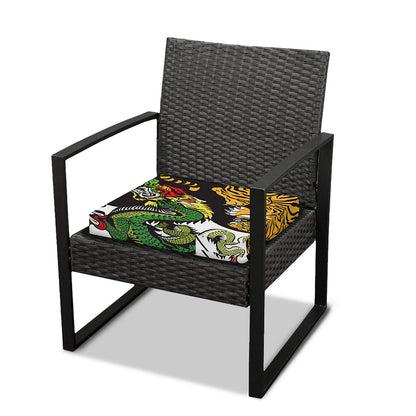 Tiger And Dragon Yin Yang Print Outdoor Seat Cushion Cover