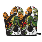 Tiger And Dragon Yin Yang Print Oven Mitts