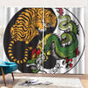 Tiger And Dragon Yin Yang Print Pencil Pleat Curtains