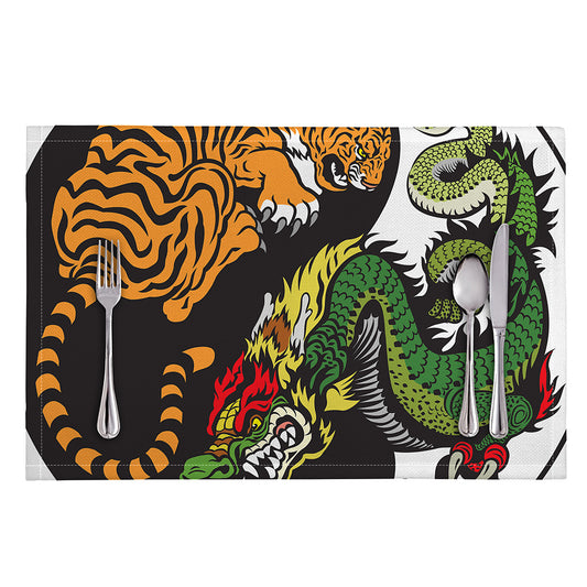 Tiger And Dragon Yin Yang Print Placemat