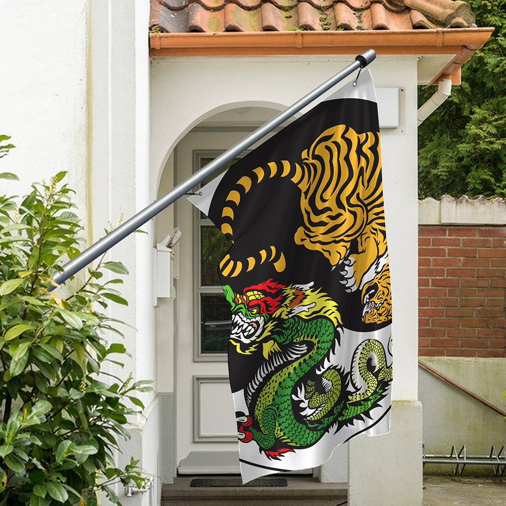 Tiger And Dragon Yin Yang Print Polyester Flag