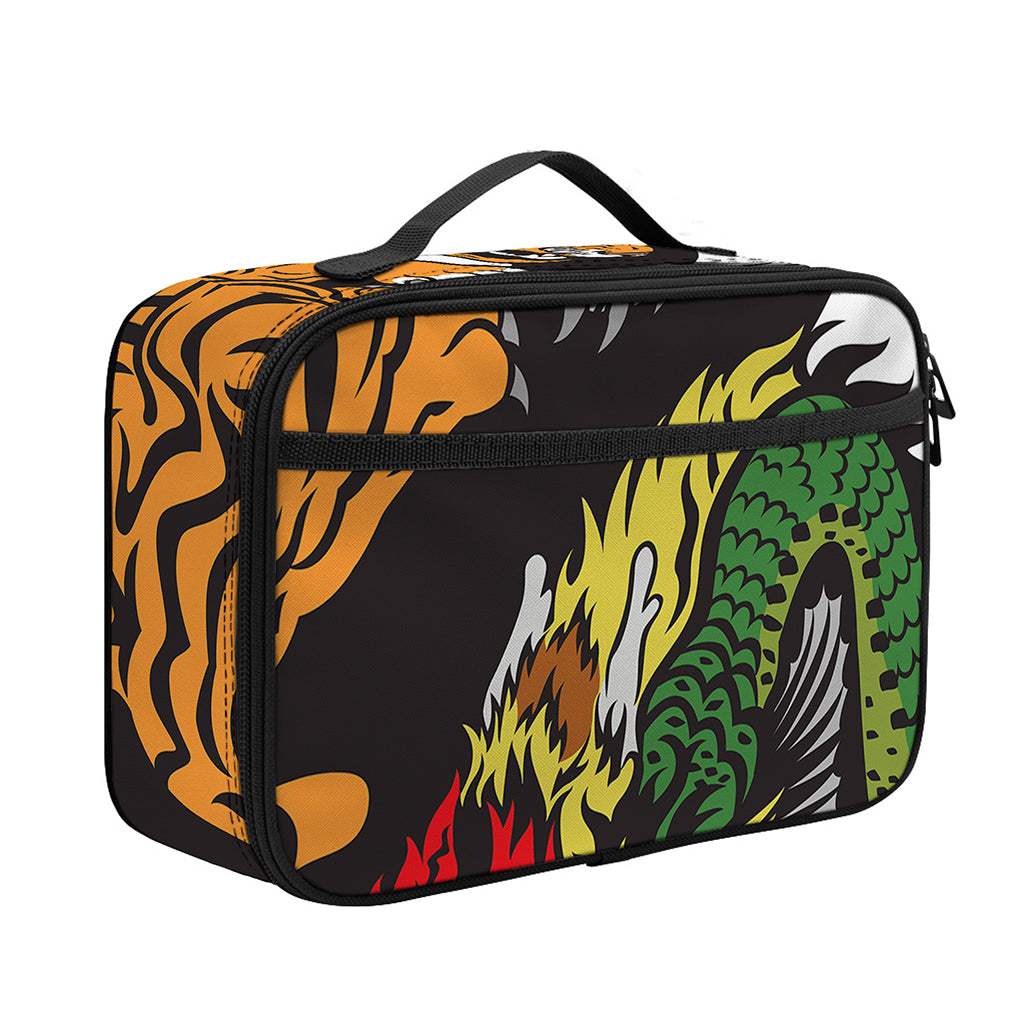Tiger And Dragon Yin Yang Print Portable Lunch Bag
