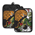 Tiger And Dragon Yin Yang Print Pot Holders With Pocket