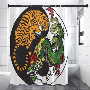 Tiger And Dragon Yin Yang Print Premium Shower Curtain