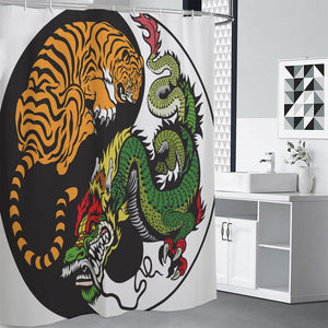 Tiger And Dragon Yin Yang Print Premium Shower Curtain