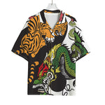 Tiger And Dragon Yin Yang Print Rayon Hawaiian Shirt