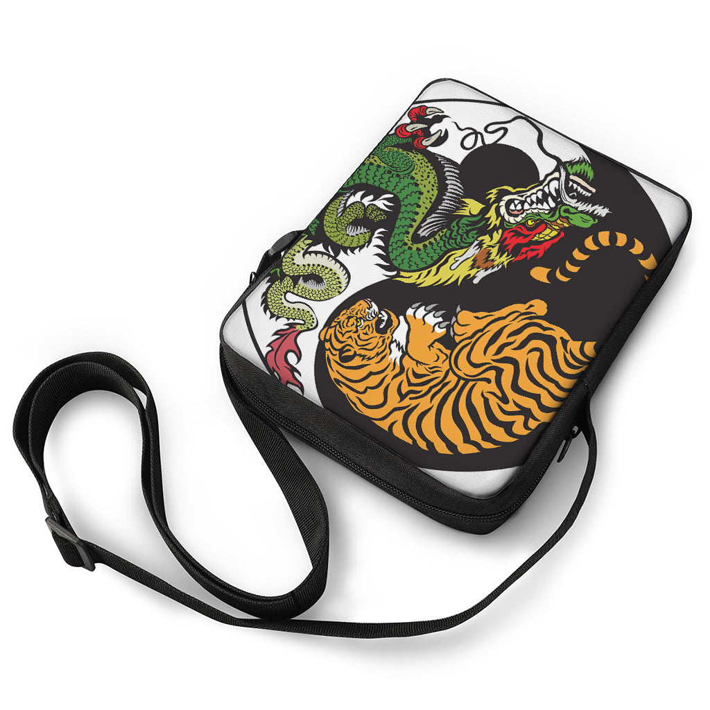 Tiger And Dragon Yin Yang Print Rectangular Crossbody Bag