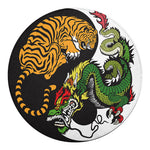 Tiger And Dragon Yin Yang Print Round Blanket