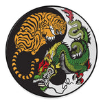 Tiger And Dragon Yin Yang Print Round Floor Mat