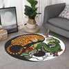 Tiger And Dragon Yin Yang Print Round Rug