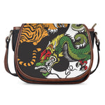 Tiger And Dragon Yin Yang Print Saddle Bag