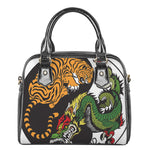 Tiger And Dragon Yin Yang Print Shoulder Handbag