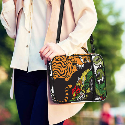 Tiger And Dragon Yin Yang Print Shoulder Strap Bible Bag