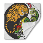 Tiger And Dragon Yin Yang Print Silk Bandana