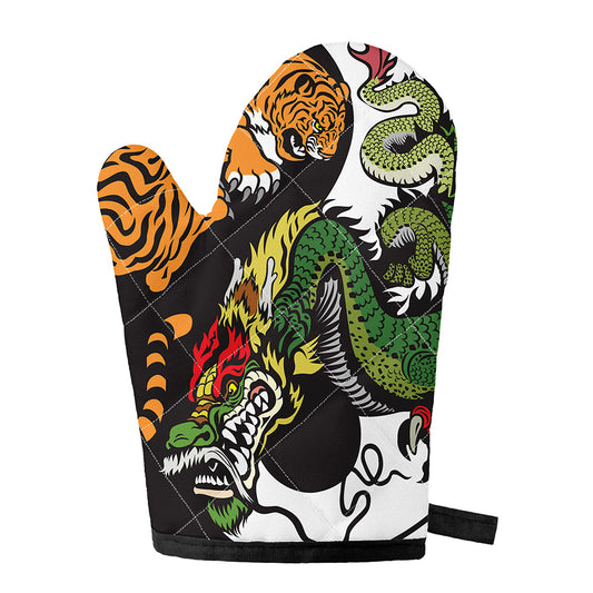 Tiger And Dragon Yin Yang Print Single Oven Mitt