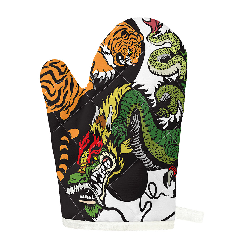 Tiger And Dragon Yin Yang Print Single Oven Mitt