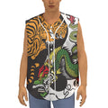 Tiger And Dragon Yin Yang Print Sleeveless Baseball Jersey
