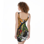 Tiger And Dragon Yin Yang Print Sleeveless Bodycon Dress