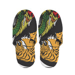 Tiger And Dragon Yin Yang Print Slippers