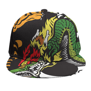 Tiger And Dragon Yin Yang Print Snapback Cap