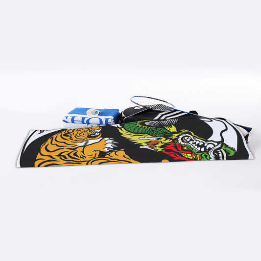 Tiger And Dragon Yin Yang Print Sports Towel