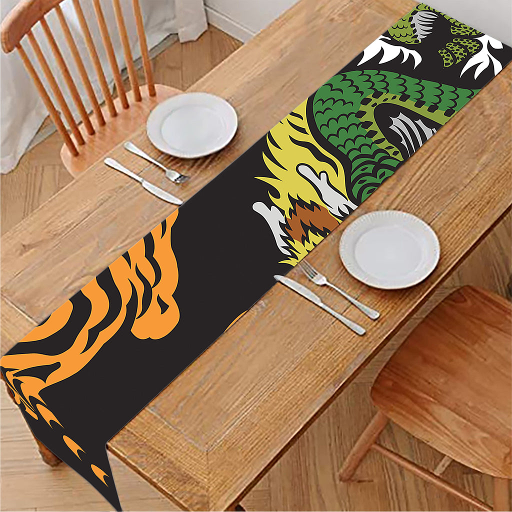 Tiger And Dragon Yin Yang Print Table Runner