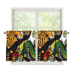 Tiger And Dragon Yin Yang Print Tier Curtains