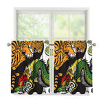Tiger And Dragon Yin Yang Print Tier Curtains