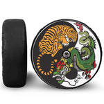 Tiger And Dragon Yin Yang Print Tire Cover With Camera Hole