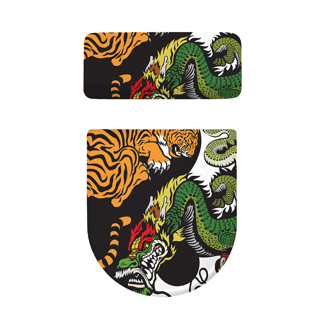 Tiger And Dragon Yin Yang Print Toilet Lid And Tank Cover Set