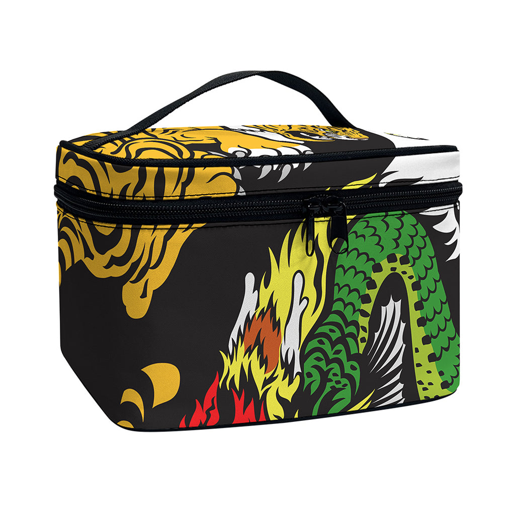 Tiger And Dragon Yin Yang Print Travel Makeup Bag