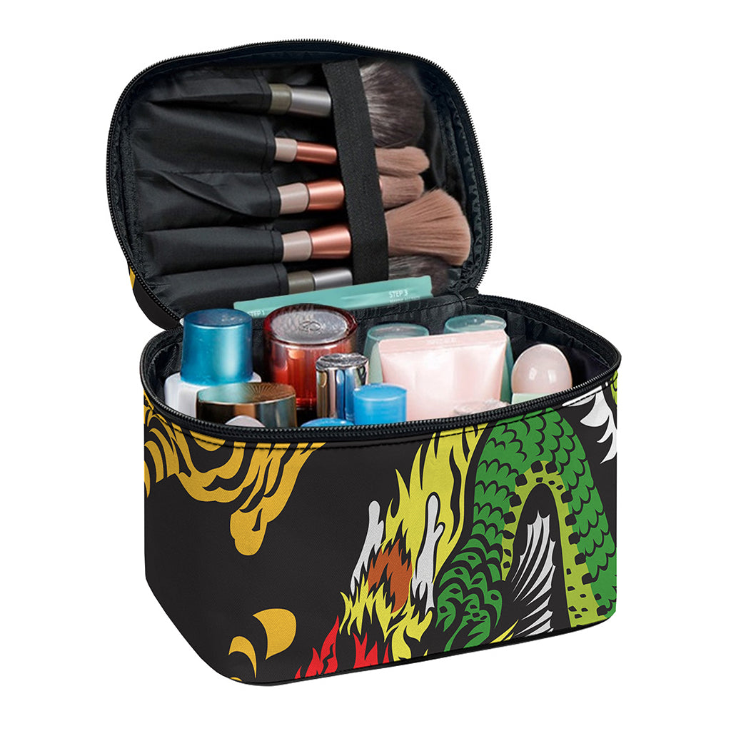 Tiger And Dragon Yin Yang Print Travel Makeup Bag
