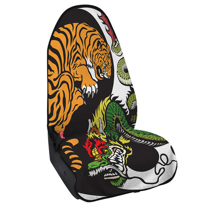 Tiger And Dragon Yin Yang Print Waterproof Car Seat Cover