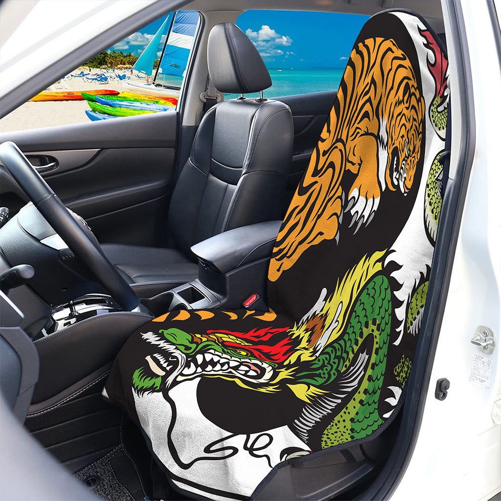 Tiger And Dragon Yin Yang Print Waterproof Car Seat Cover