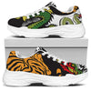 Tiger And Dragon Yin Yang Print White Chunky Shoes