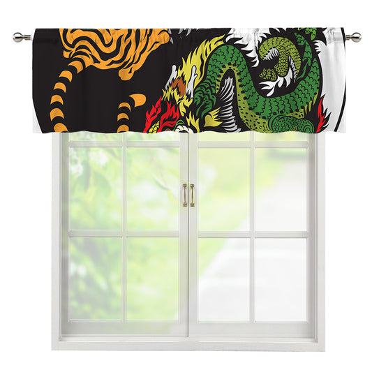 Tiger And Dragon Yin Yang Print Window Valance