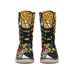 Tiger And Dragon Yin Yang Print Winter Boots