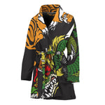 Tiger And Dragon Yin Yang Print Women's Bathrobe