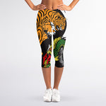 Tiger And Dragon Yin Yang Print Women's Capri Leggings