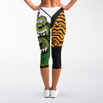 Tiger And Dragon Yin Yang Print Women's Capri Leggings